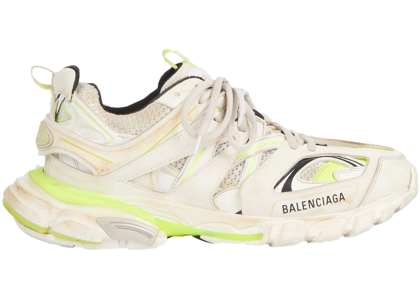 balenciaga track worn out in white fluo yellow