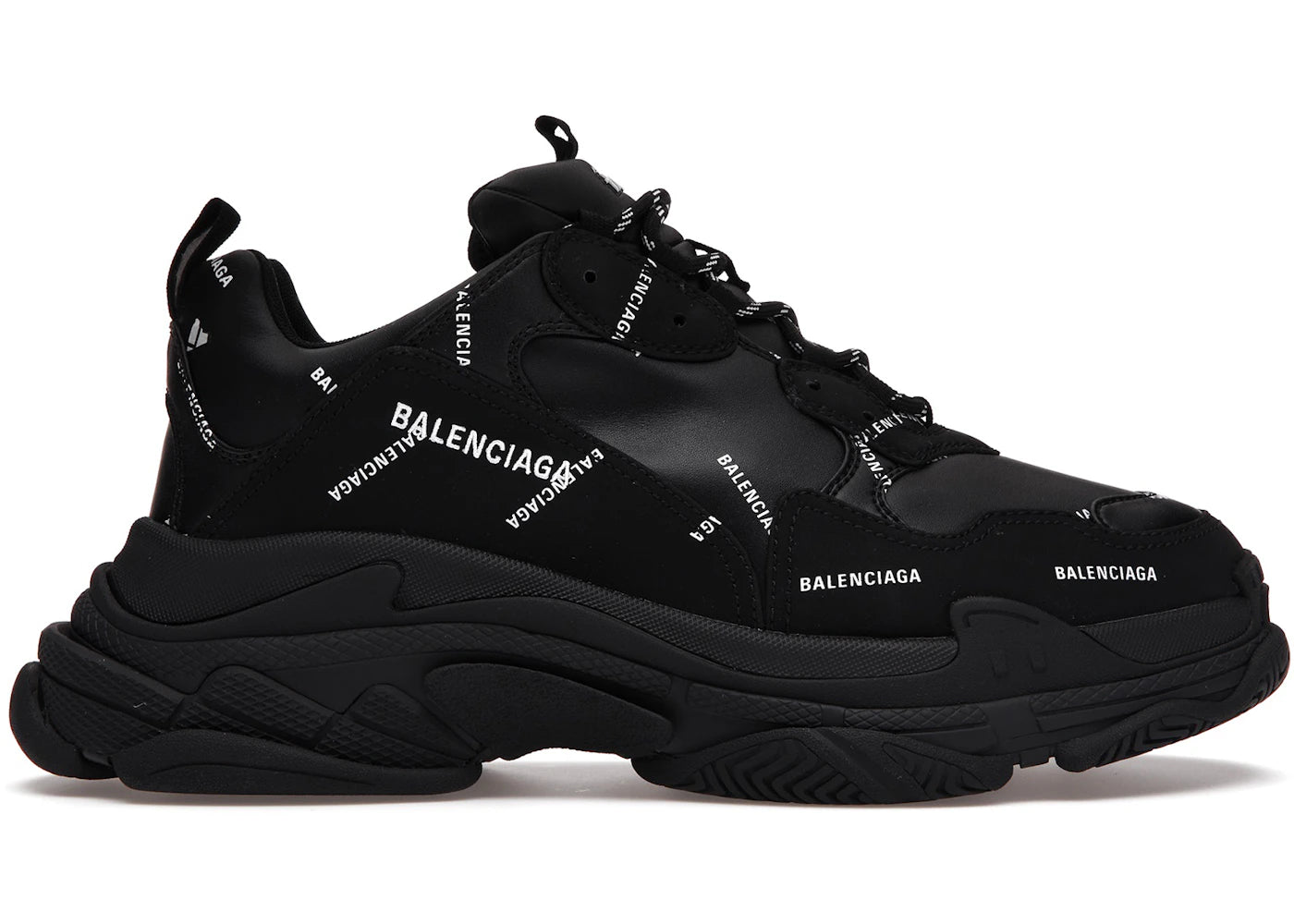 Balenciaga Triple S Allover Logo Black