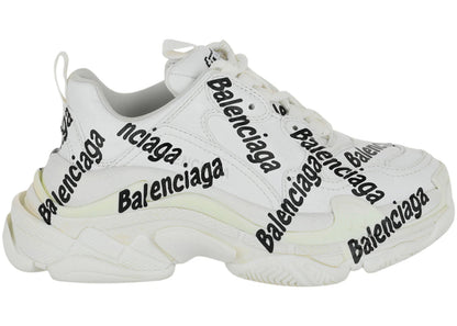 Balenciaga Triple S Allover Logo White Black (Women'S)