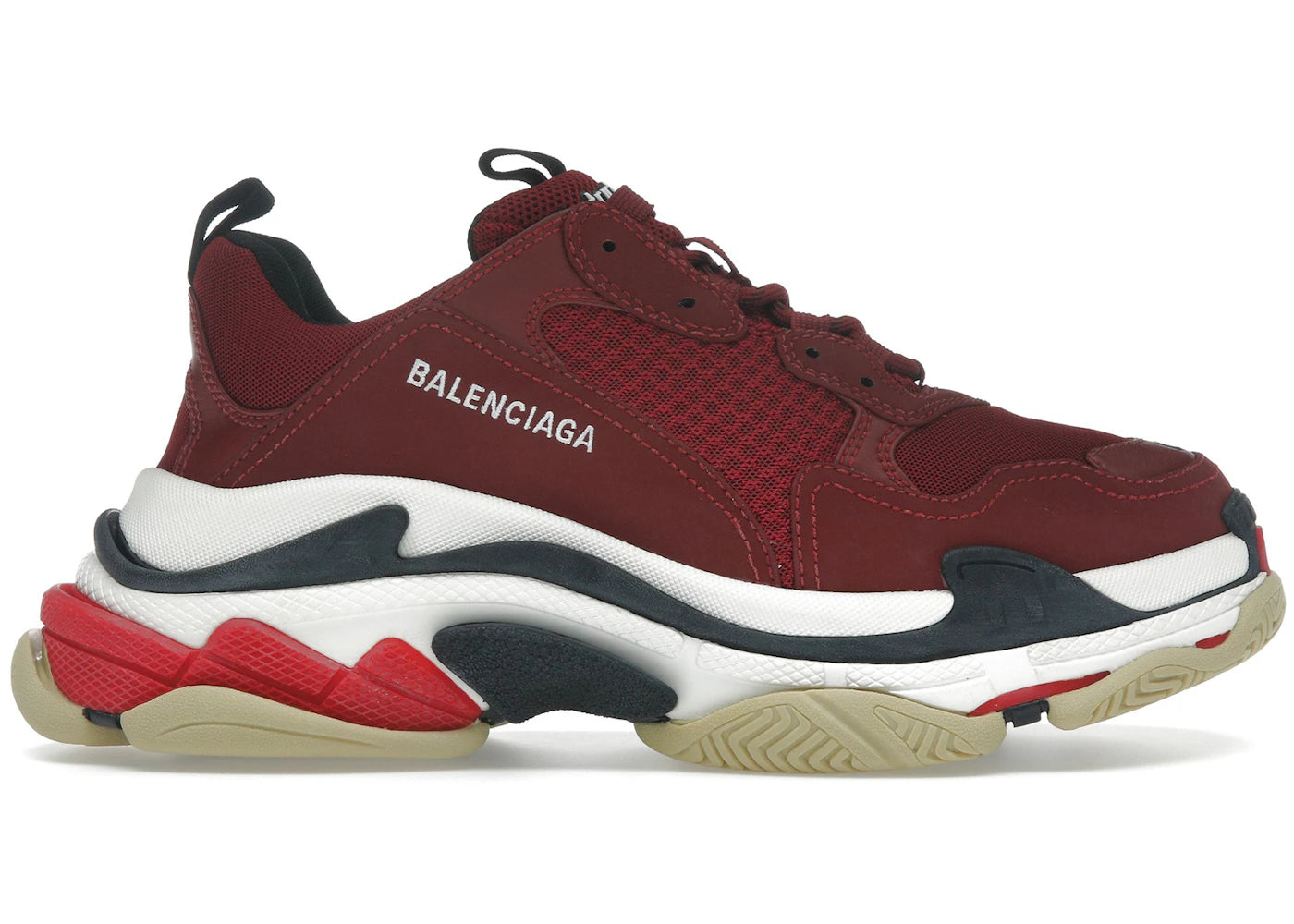 balenciaga triple s burgundy red sole