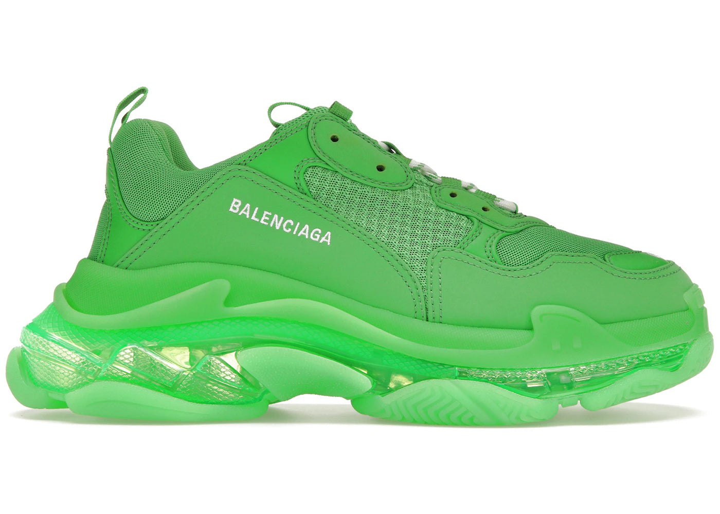 balenciaga triple s clear sole bright green