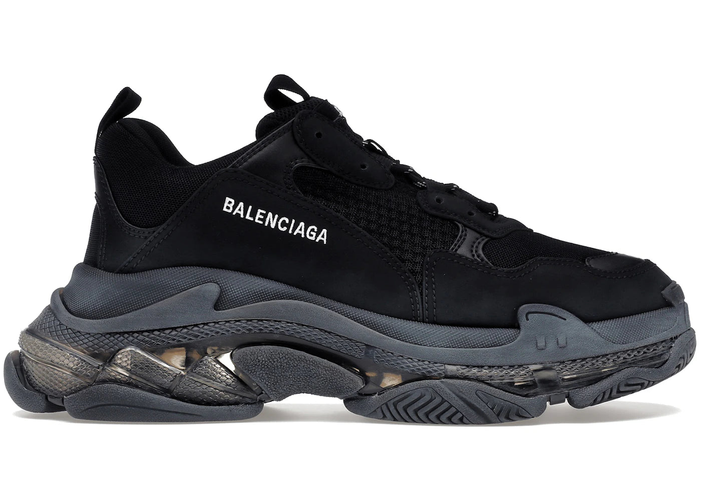 balenciaga triple s clear sole black