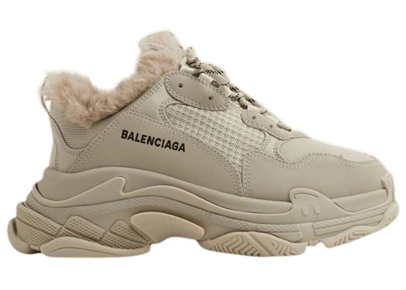 Balenciaga Triple S Fake Fur Beige (Women'S)