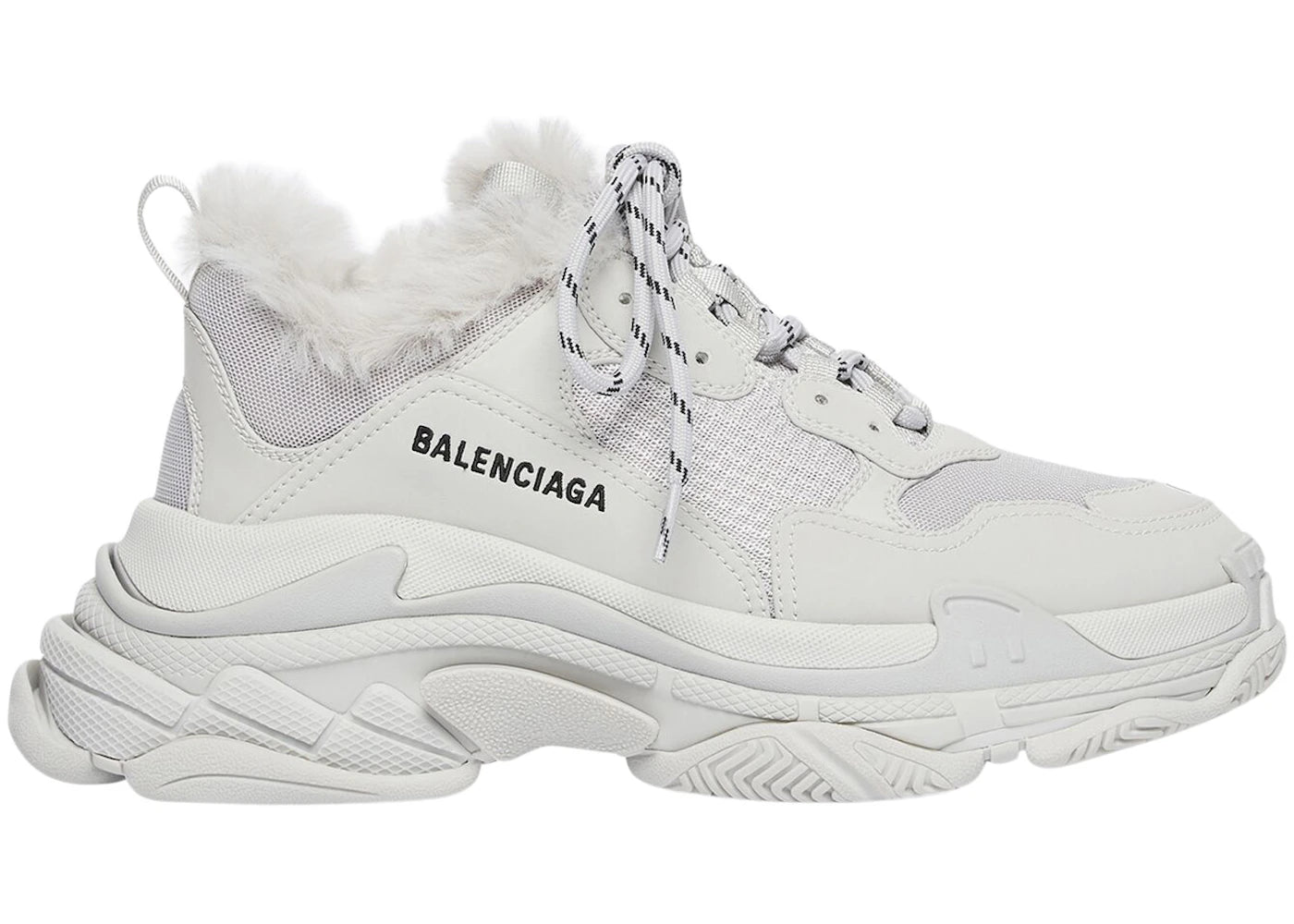 balenciaga triple s fake fur grey (women's)
