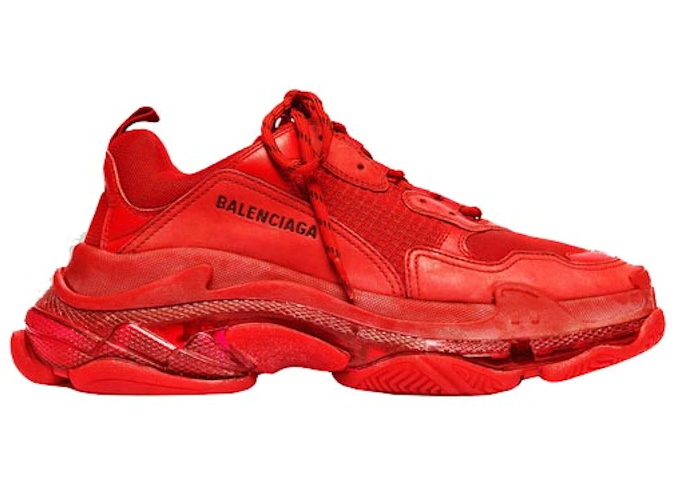 balenciaga triple s red clear sole
