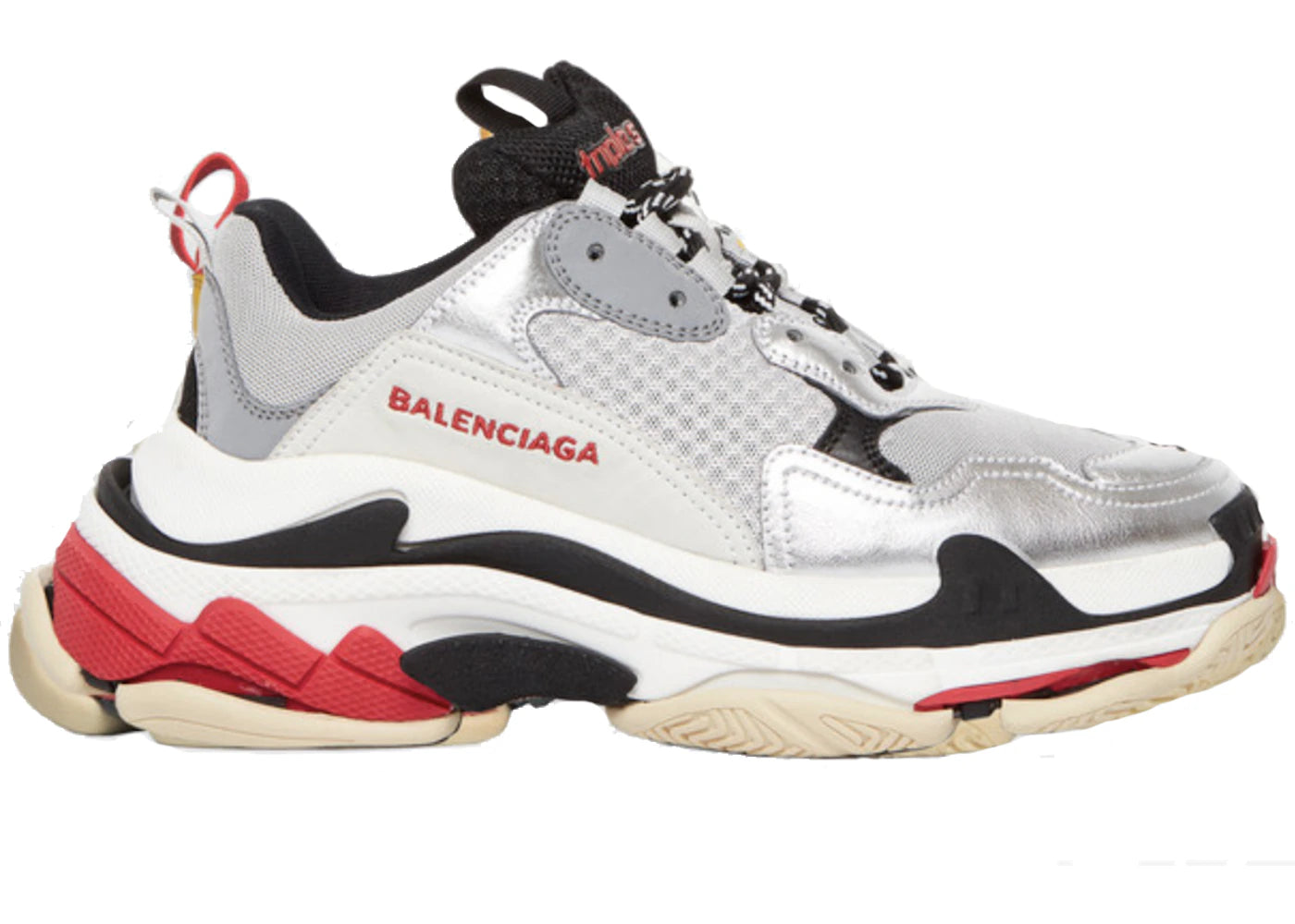Balenciaga Triple S Red Silver 2018 (Women'S)