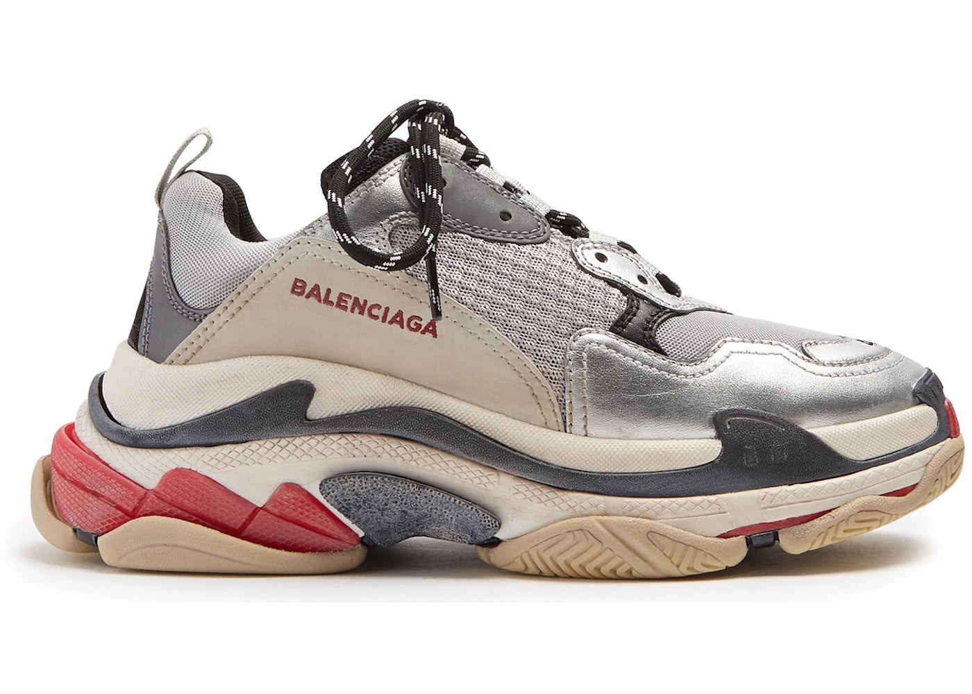 balenciaga triple s silver red (women's)