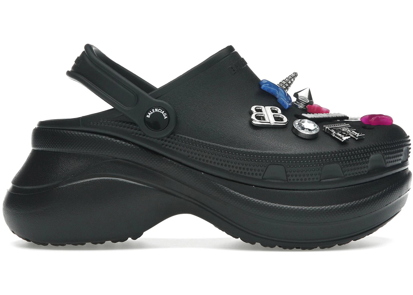 balenciaga x crocs mule black multicolor jibbitz (women's)