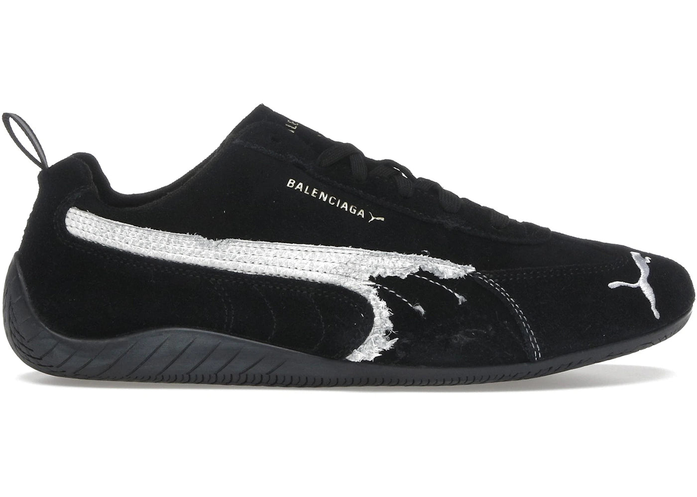 Balenciaga X Puma Speedcat Suede Distressed Black White