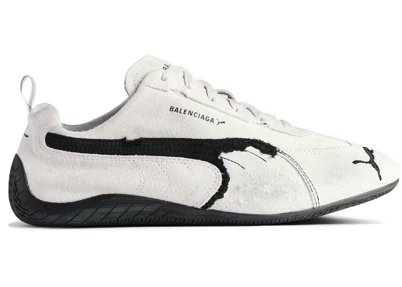 Balenciaga X Puma Speedcat Suede Distressed White Black