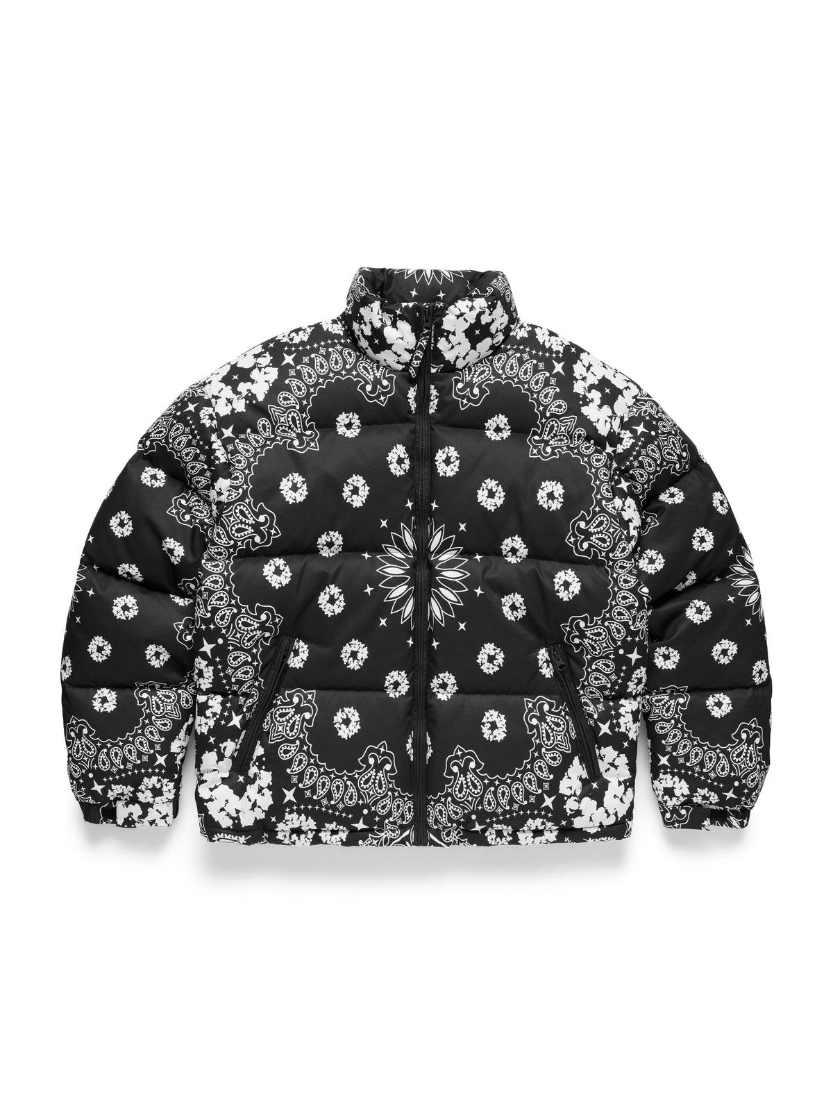 Denim Tears Cotton Wreath Paisley Puffer Jacket Black