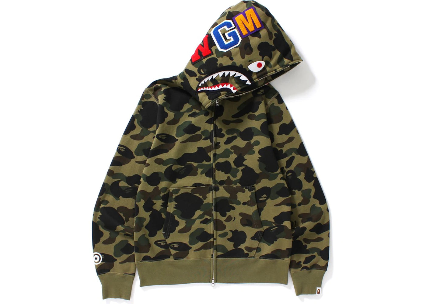 bape 1st camo shark full zip hoodie green