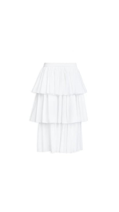 Alaïa Openwork Cotton Ruffle Skirt