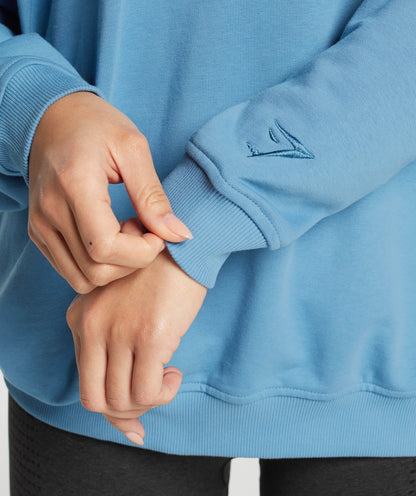 Women's Gymshark Block Oversized Hoodie Classic Blue