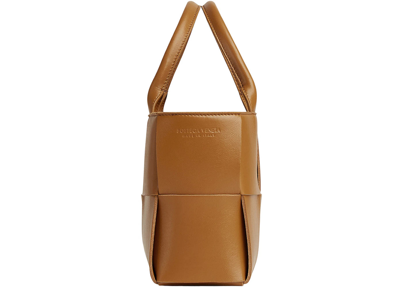 Bottega Veneta Arco Tote Bag Mini Intreccio Camel