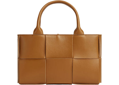 Bottega Veneta Arco Tote Bag Mini Intreccio Camel