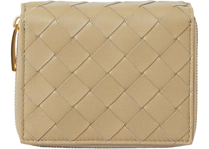 Bottega Veneta Bi-Fold Intrecciato Wallet Taupe