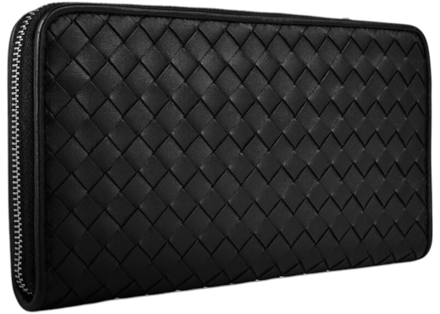 Bottega Veneta Wallet Intrecciato Zip Black
