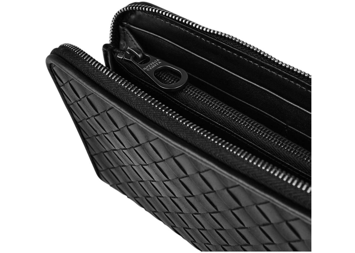 Bottega Veneta Wallet Intrecciato Zip Black
