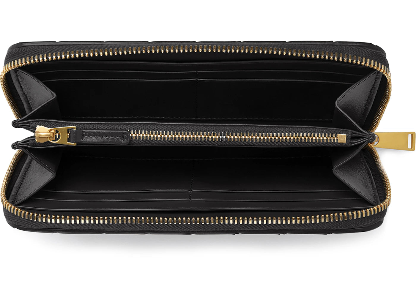 Bottega Veneta Zip Around Wallet Intrecciato Nero