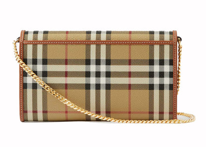 burberry chain check strap wallet archive beige 
