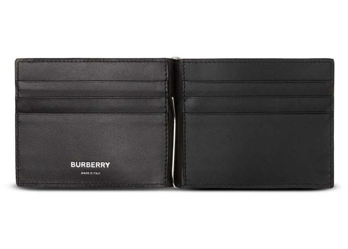 burberry check money clip bifold wallet beige 