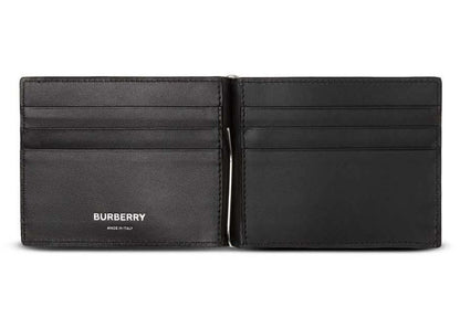 burberry check money clip bifold wallet beige 