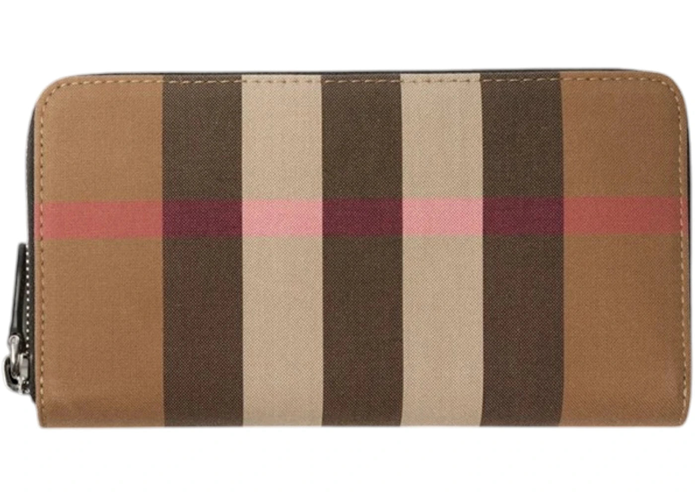 Burberry Check Zip Around Long Wallet Taupe Brown