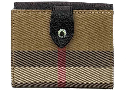 burberry house check grainy derby luna small wallet black / beige 