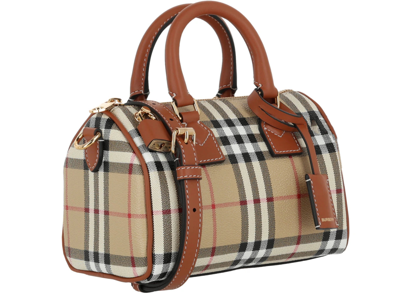 Burberry Mini Check Bowling Bag Brown