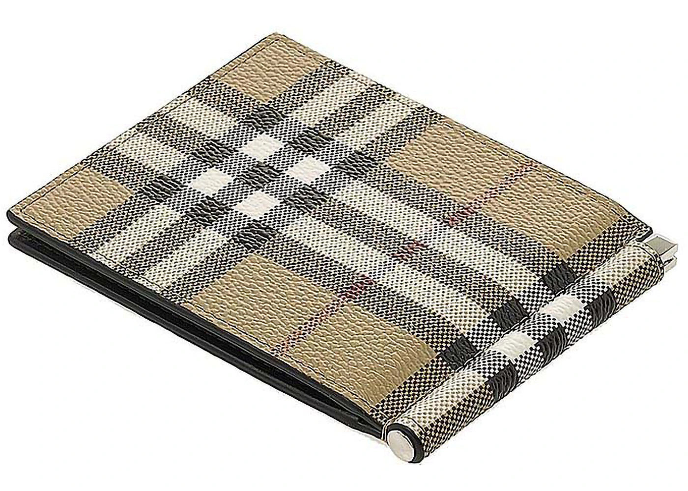 burberry money clip (80698091) wallet check beige 