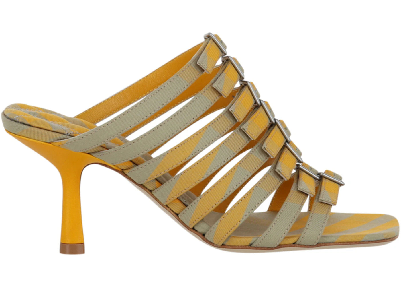 burberry step check heels sandals gold (women's)