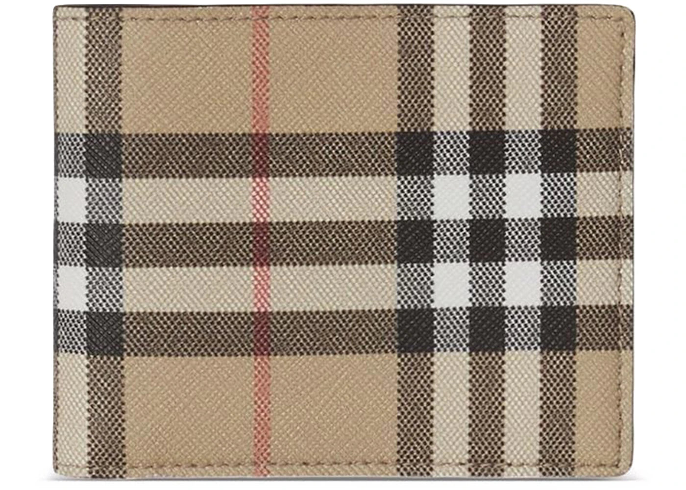 Burberry Vintage Check E-Canvas Wallet 6 Slot Archive Beige
