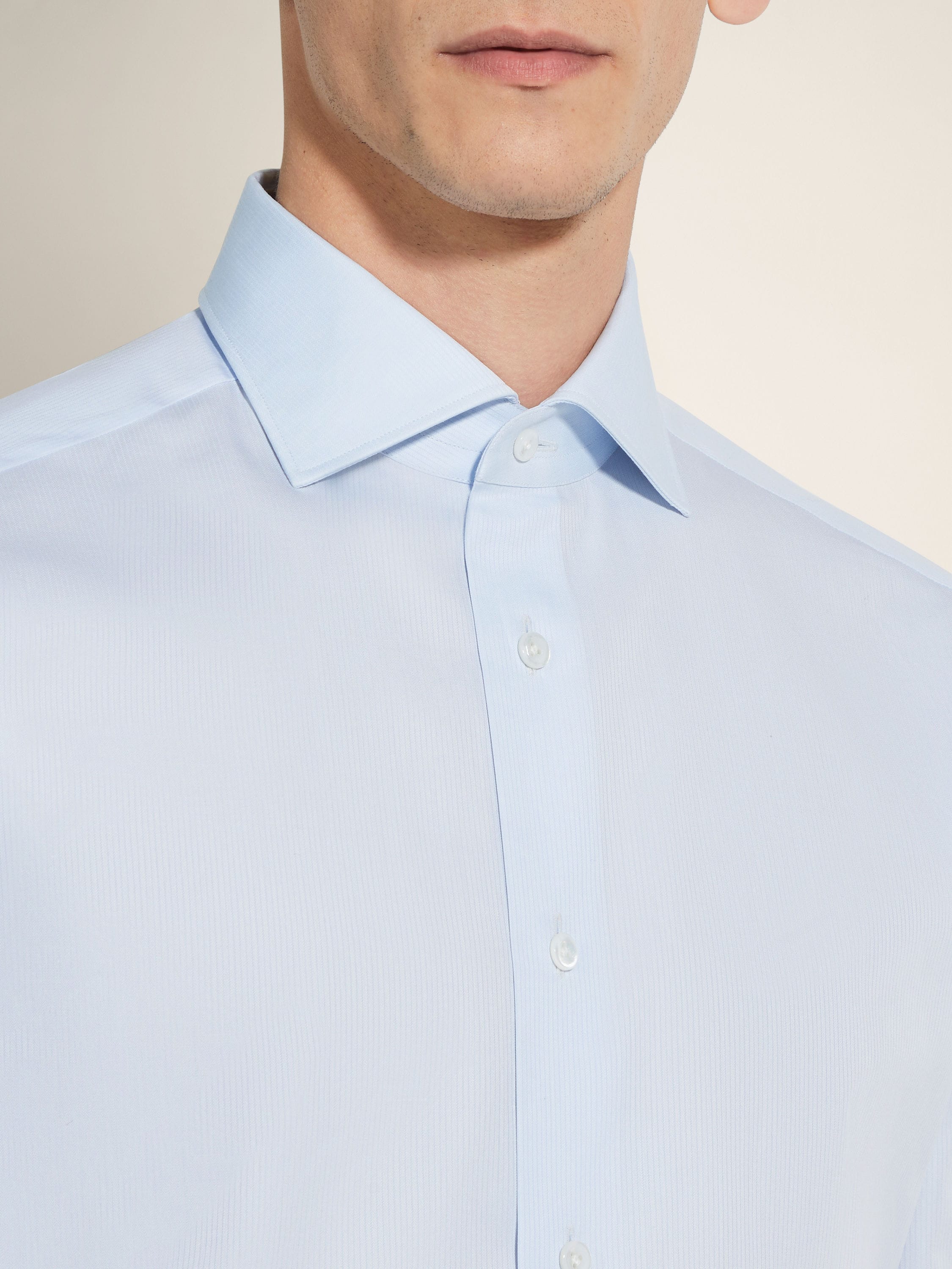 Zegna Light Blue Micro-Striped Centoventimila Cotton Shirt