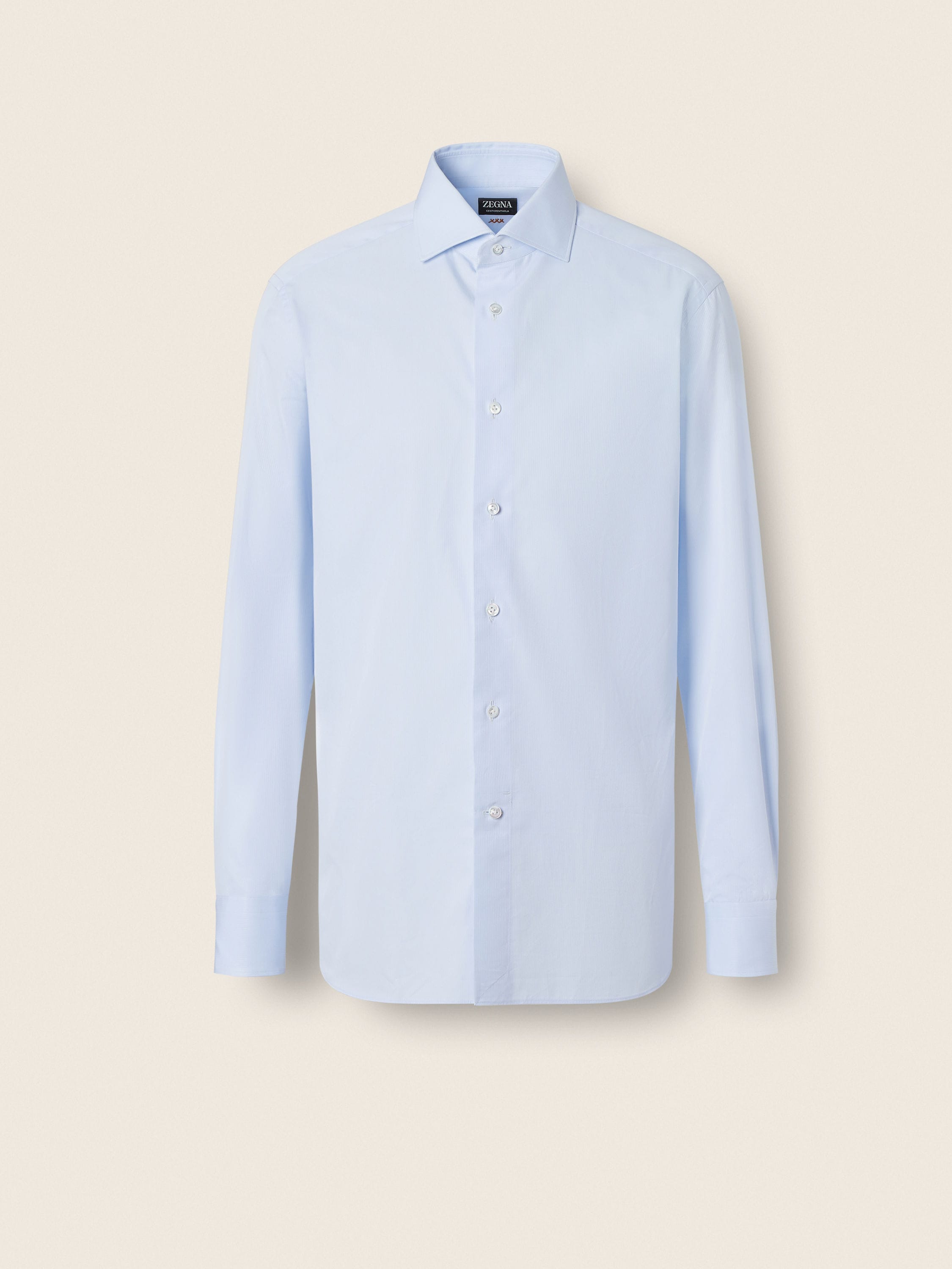 Zegna Light Blue Micro-Striped Centoventimila Cotton Shirt