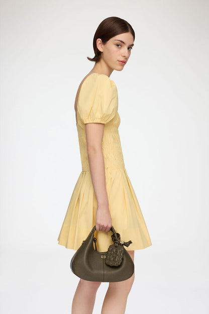 Ganni Military Olive Mini Hobo Bag In Green