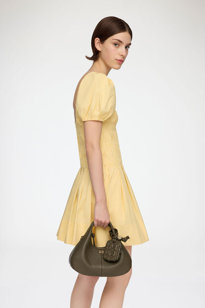 Ganni Military Olive Mini Hobo Bag In Green