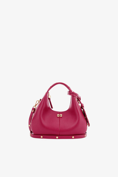 Ganni Persian Red Mini Hobo Bag Studs In Red