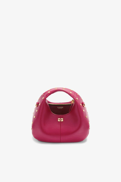 Ganni Persian Red Mini Hobo Bag Studs In Red