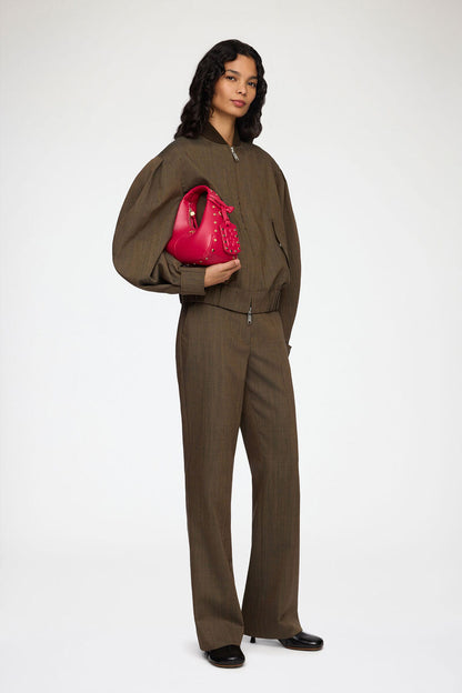Ganni Persian Red Mini Hobo Bag Studs In Red