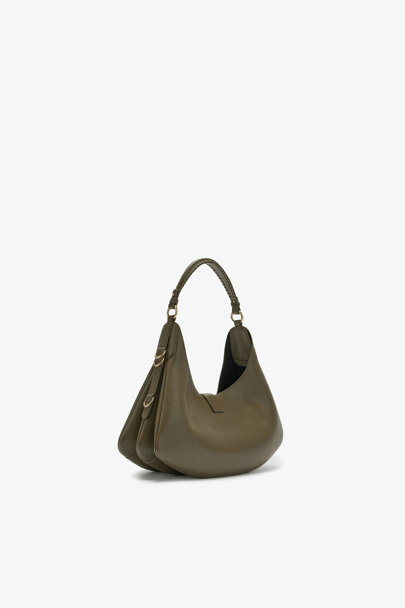 Ganni Military Olive Small Kat Bag In Green