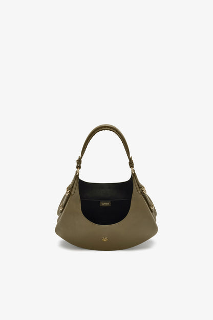 Ganni Military Olive Small Kat Bag In Green