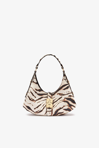 Ganni Egret Small Kat Bag In Zebra