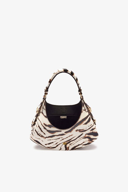 Ganni Egret Small Kat Bag In Zebra