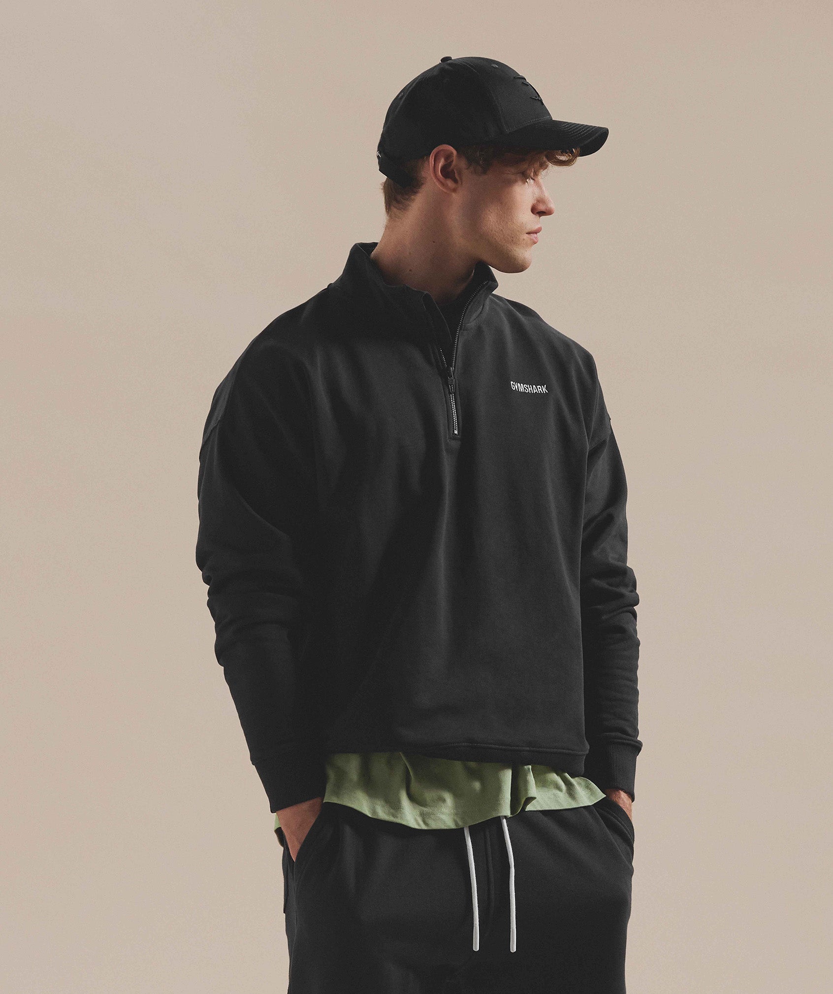 Gymshark Rest Day Sweats 1/4 Zip Black