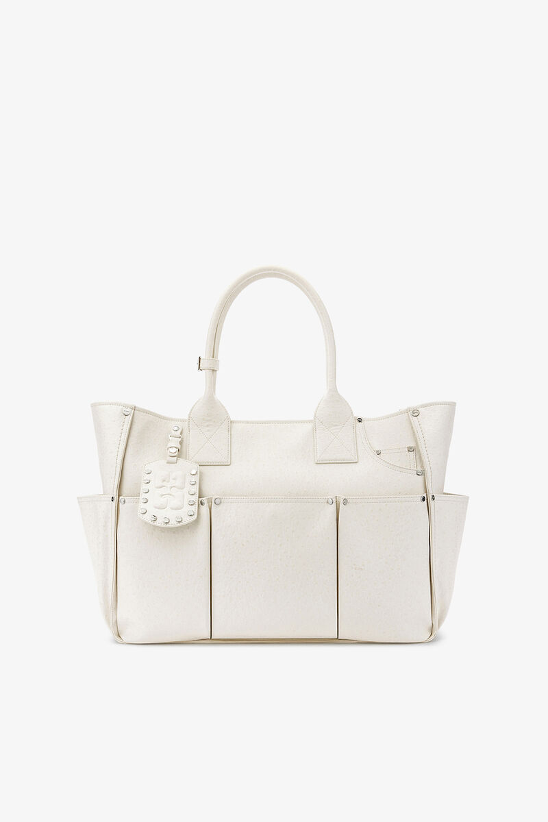 Ganni Egret Posy Bag In White Ostrich