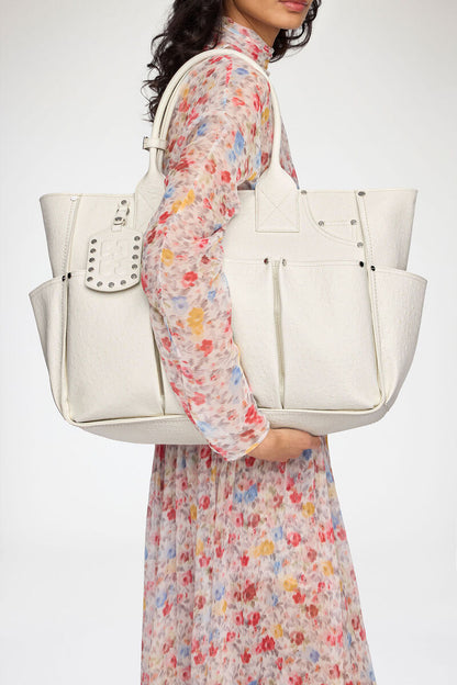 Ganni Egret Posy Bag In White Ostrich