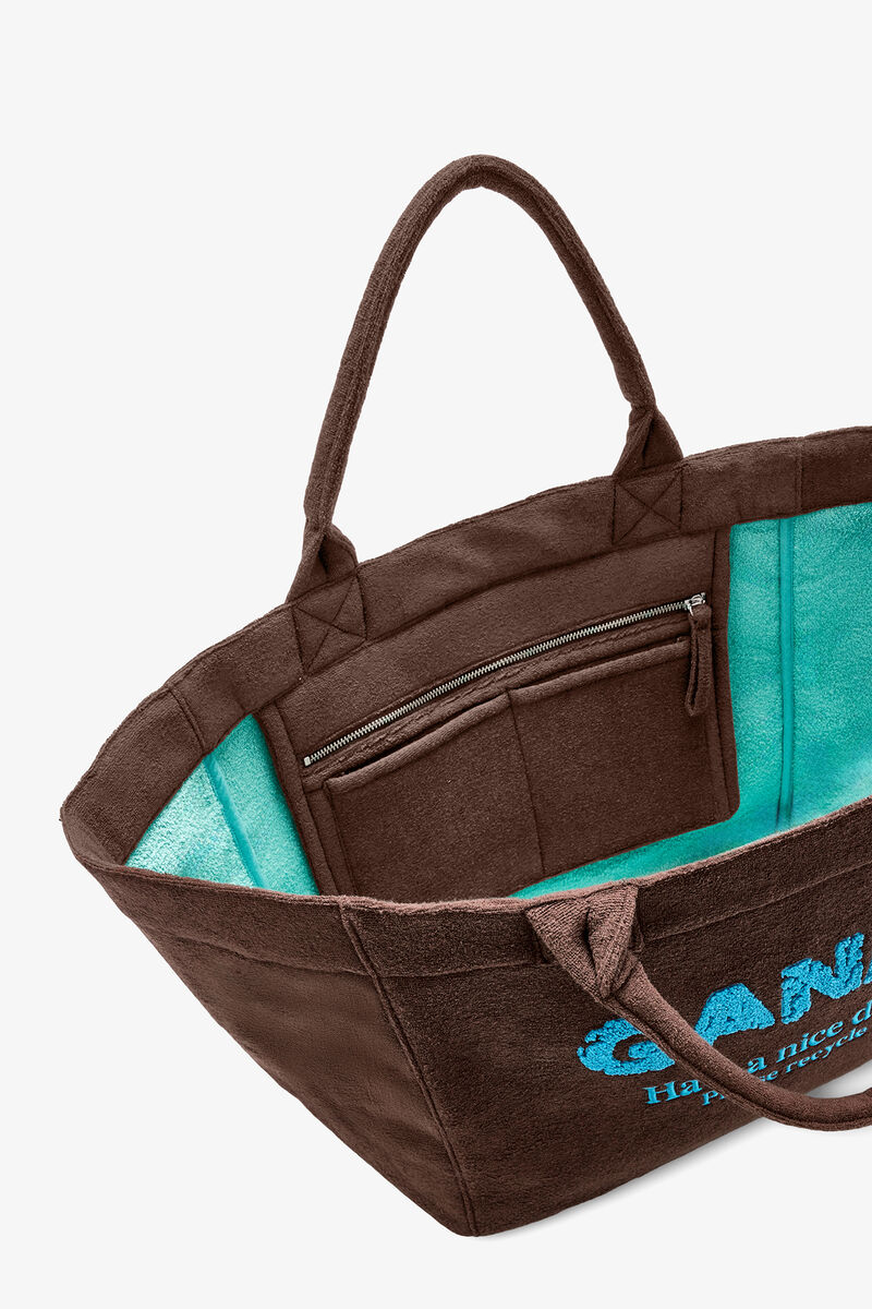 Ganni Chicory Coffee Reversible Tote Xxl In Brown