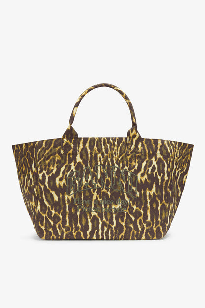 Ganni Lemon Grass Tote Xxl In Gradient Leopard