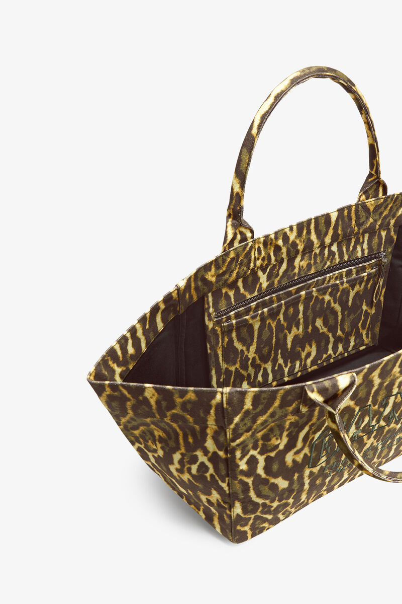 Ganni Lemon Grass Tote Xxl In Gradient Leopard